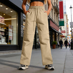Women's Casual Waterproof Hiking Pants Loose Fit Zip Off Convertible Shorts High Waist Drawstring Wide Leg Pants With Pockets