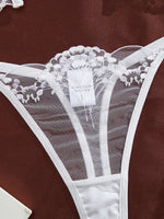 Valentine's Day Ladies Black Forest Wave Lace Sexy Underwear Set Romantic Floral Trim Bustier Nightgown for Women