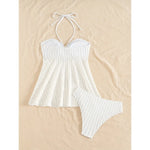 Summer Two Pieces Swimsuits Woman White Swimwear Female Tankini Sets Beach Wear Bandeau Bathing Suit Sports Women Swimming Suit
