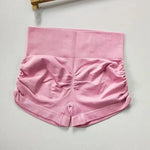 STOUREG Peach Hip High Waist Hip Lifting Shorts,Wrinkled Quick Drying Pilates Women's Yoga Pants, Sports Training Fitness Shorts