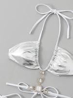 Extreme Mini Micro String Diamond Bikini Women Thong Swimwear Female Swimsuit Two Pieces Bikini Set Halter Bathing Suit Swim