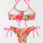 New Cross-Strap Split Beach Sets Women's European & American Sexy Print Bikini Set for Foreign Trade Fashion Swimsuits