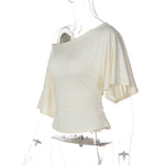 FDYOUI Sexy Short Sleeve Lace-up T-shirts Women 2026 Summer Diagonal Collar Corset Tops Streetwear Y2K Female Bandage T Shirt