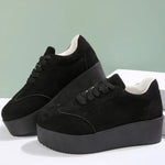 Plus Size Chunky Heel Sneakers Women Spring Autumn Lace Up Black Sneakers Woman Faux Suede Platform Vulcanize Shoes Female