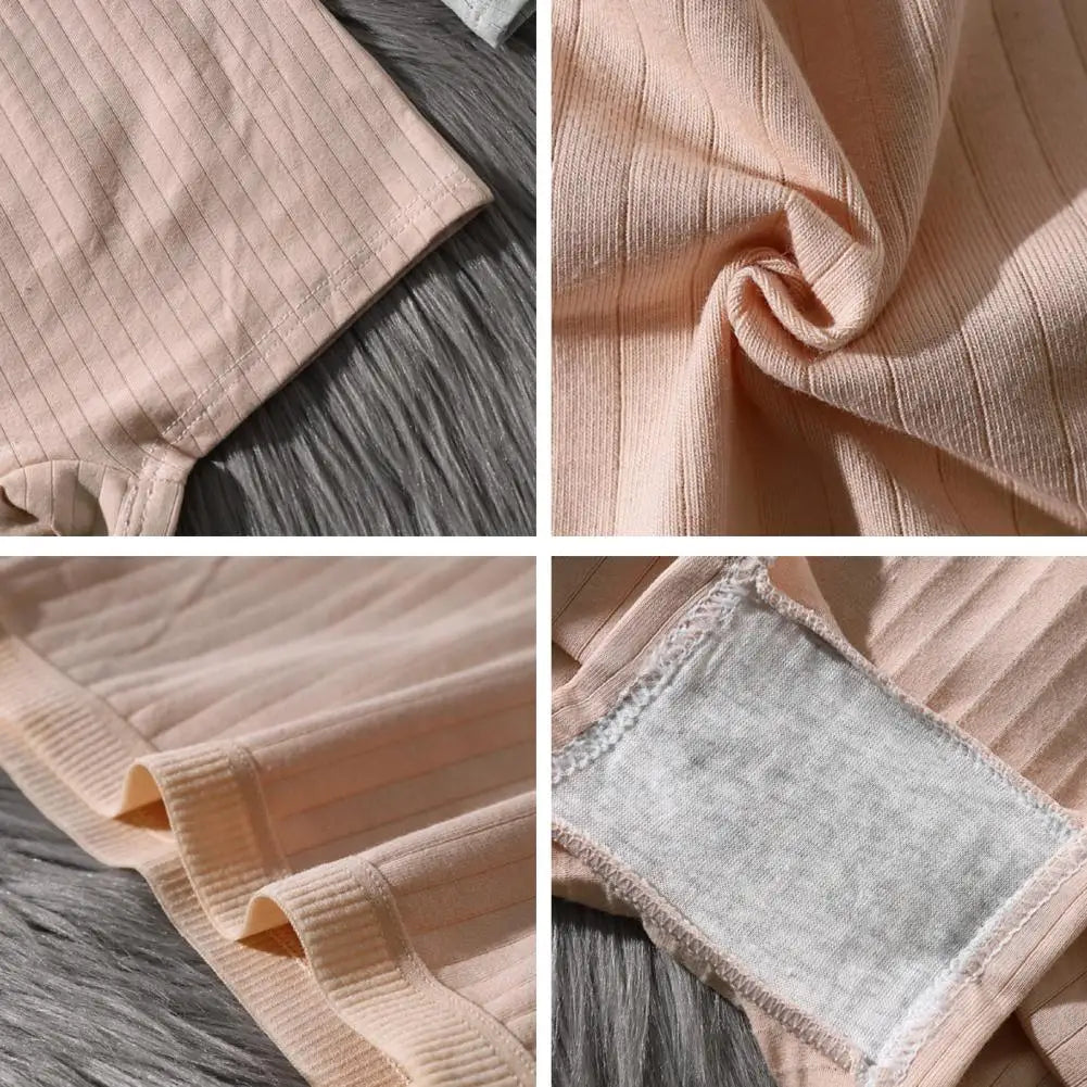 Women Underpants Seamless Mid Waist Cotton Solid Color Stretchy Boxers Anti-exposure Moisture-wicking Briefs Women Daily Wear