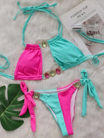 Leopard Diamond Bikini 2026 Women Hollow out Swimsuit Female Swimwear Two Pieces Bikini Set Halter Bather Bathing Suit Swim Lady