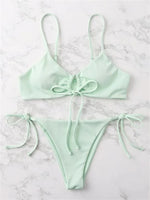2024 Sexy Bikini Women Low waist Swimsuit Female Solid Brazilian Bikinis Set 2 Pieces Swimming Beach Bathing Suit New Beachwear