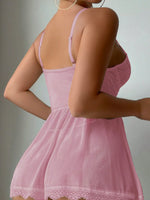 Hot Tulle Bra And Garter SetSexy Lingerie Set Transparent WomenErotic Lace Sleepwear Sexy Underwear Deep V Dress