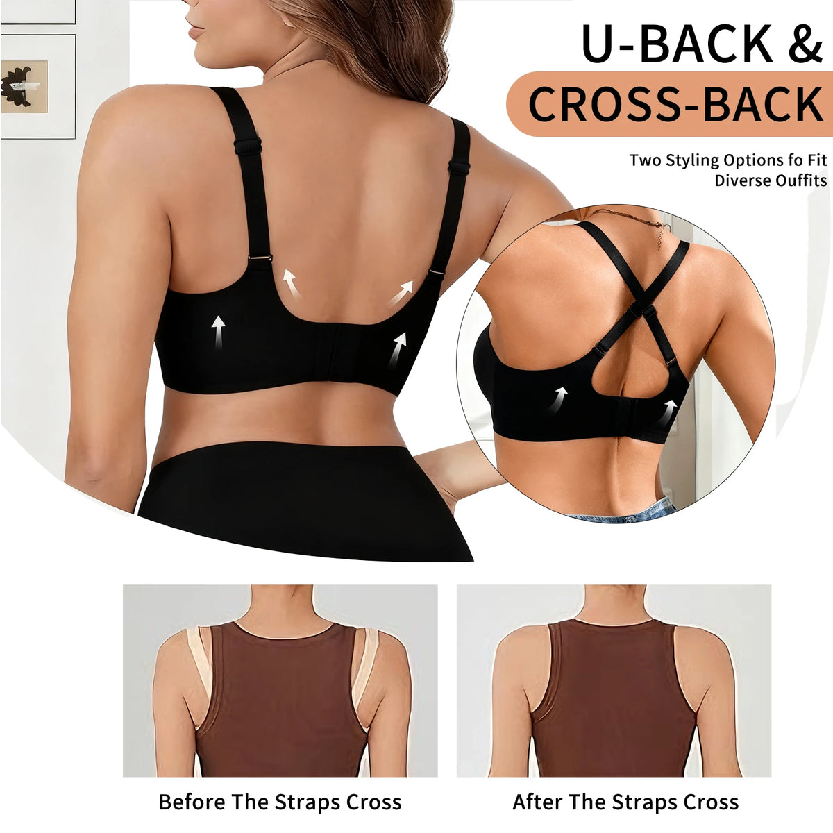 Ladies' Winter Bralettes | 3D Soft Air Support, Women's Seamless Wireless Sports Bras - Push-Up Design Everyday Basic Bras