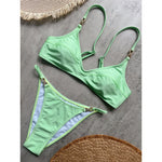 10 Colors V Neck Rhinestones Bikini Female Swimsuit Women Swimwear Padded Bather Bathing Suit Swim Two-pieces Bikini set K8138