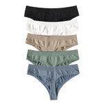 5Pcs/SetWomen Panties Low Rise G-String Thongs Seamless Underwear Female Underpants Sexy Lingerie Solid Color Bottom M-XL
