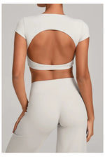No Padded Women's Yoga T-shirt Short Sleeves Bra Backless Fitness Top Beautiful Back Gym Clothes Form-fitting Running Tee