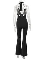 Ahagaga Sexy Women Jumpsuits Solid Halter Deep V-Neck Sheath Club Casual Streetwear Bandage High End Backless Sleeveless Rompers