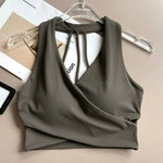 Women's Cross Back Sports Bra Shock Resistant Gathered Sexy Gym Running Bra Summer Yoga Vest Outdoor Comfortable Fitness Wear