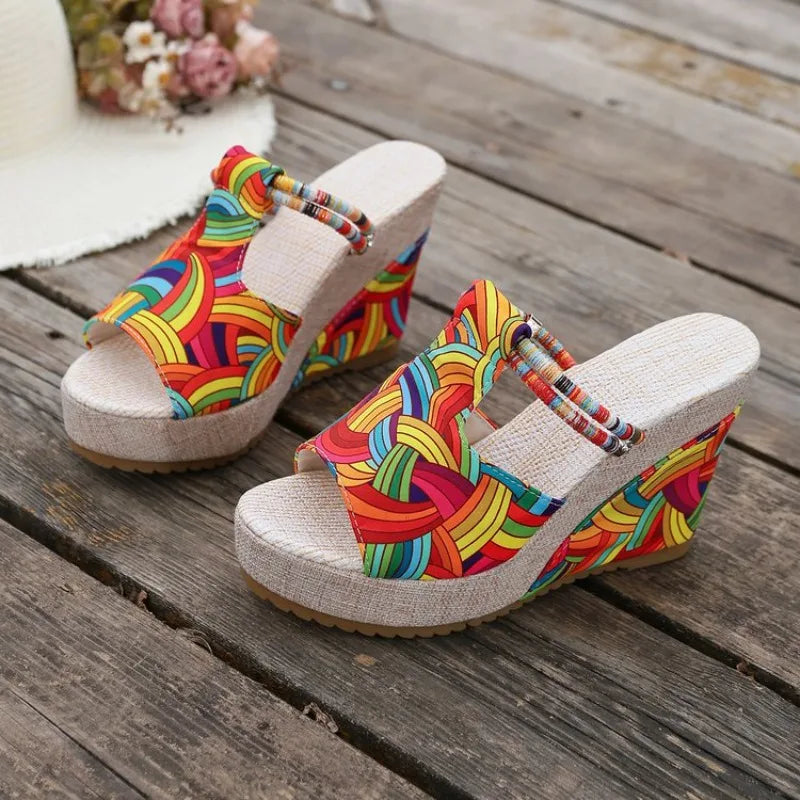 Summer New Round Toe Comfortable Temperament Casual Slippers for Women Fashionable Elegant Sexy Banquet High Heel Slippers