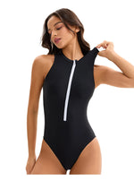2026 New Zipper One Piece Swimsuit For Women Plus Size Swimwear Solid Bathing Suit Summer Beachwear Swimming Suit For Women 3XL