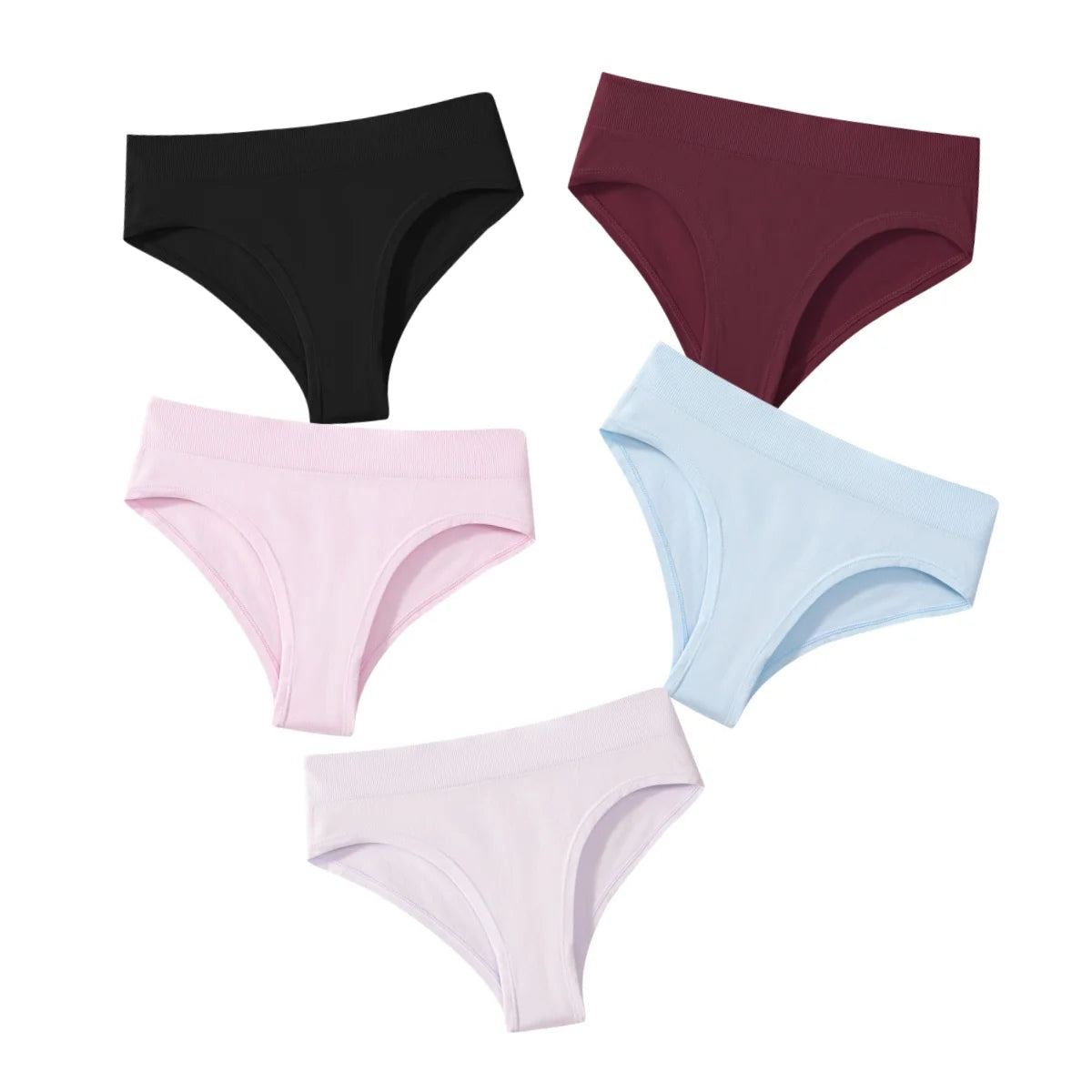 5Pcs/Set Briefs High Rise Panty Women Panties Female Underpants Solid Color Seamless Underwear S-XXXL Sexy Lingerie Intimates