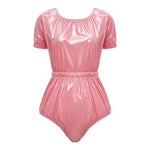 Womens Waterproof Diaper Cover Jumpsuit Buttoned Crotch Short Sleeve Elastic Waist Leakproof Adaptive Bodysuit Swimwear Swimsuit