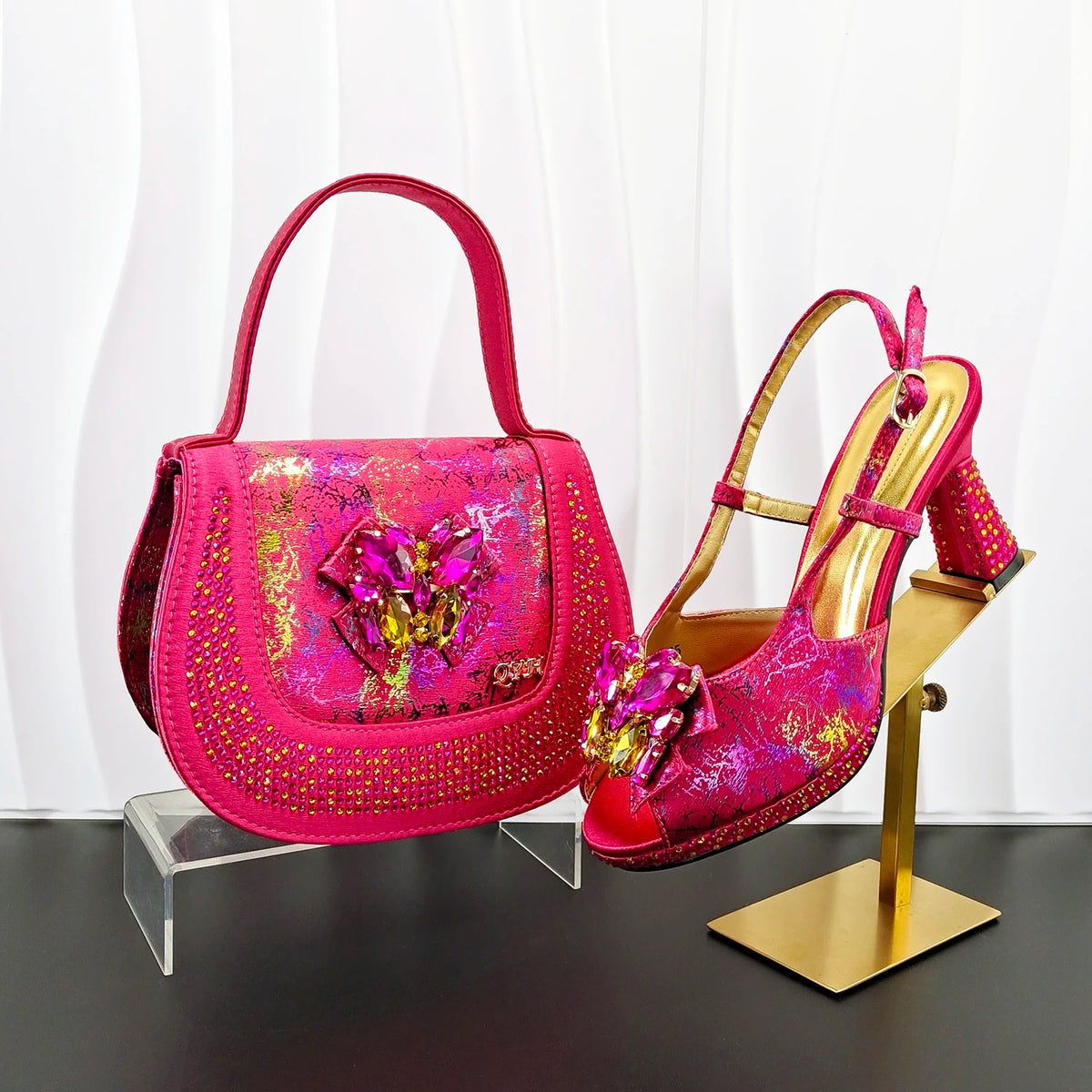 Doershow Women Shoes and Bags To Match Set Italy Party Pumps Italian Matching Shoe and Bag Set for Party shoes!HG1-1