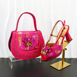 Doershow Women Shoes and Bags To Match Set Italy Party Pumps Italian Matching Shoe and Bag Set for Party shoes!HG1-1
