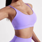 Solid Color High Strength Shockproof Women Fitness Sport Bra Top Soft Tight Cross-Training Jogging Yoga Underwear With Chest Pad