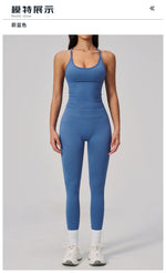 Summer Seamless Yoga Sets Women Outdoor Slimming Sports Tank Top High Waist Hip Lifting Leggings Gym Fitness Suits Tracksuit