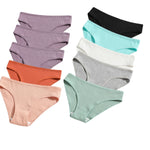 10Pcs/Set Women Cotton Briefs Breathable Panties Low Waist Briefs Sports Solid Soft Skin-Friendly Underwear Daily Wear S-XXL