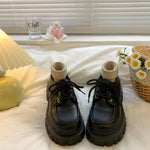 Women's Lace‑Up Platform Oxford Shoes, Chunky Thick Sole Height Increase Black Preppy Casual School Shoes