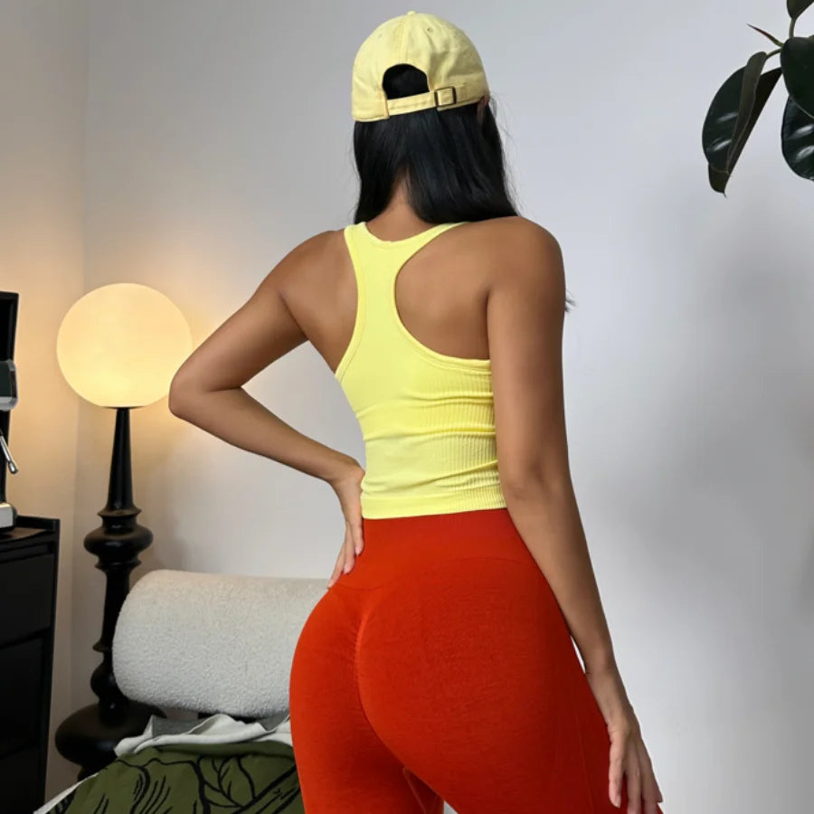Sports Short Vest Sleeveless, Breathable, Sweat-Absorbent, Wearing Running and Fitness Training Yoga Clothes.