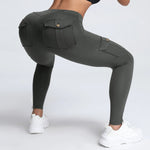 Women's Cargo Pocket Fitness Yoga Leggings With Pockets - High-Waisted Stretch Tights Butt Lift Yoga Running Pants