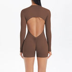 Women's Yoga Jumpsuits Sports Fitness Backless Half Zipper Peach Hip-Lifting Naked Feel Gym Running Workout One-Piece Bodysuits