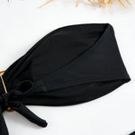 sexy solid black and red bandeau bikinis sets two pieces metal high waist thong swimsuit bathing suit swimwear biquini bakini