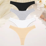 4PCS Women Seamless Thong Cotton Thin Strap Low Waist High Flexibility Panties Sexy Underwear Ladies Briefs T-back Soft Women