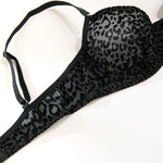 Toucheart 5-Piece Suit Sexy Underwear Suit Flocked Leopard Print Fashionable Hollow Sexy Lingerie Women Perspective Underwear