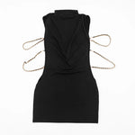 FDYOUI Women 2026 Summer Sleeveless Hollow Out Slim Mini Dress Sexy Package Hip Short Party Night Club Dresses Black Streetwear