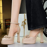 BIGTREE Model Catwalk Sequined Platform Pumps for Women Sexy Bowknot Party Nachtclub Stripper Heels Pole Dance Shoes Size 34-40
