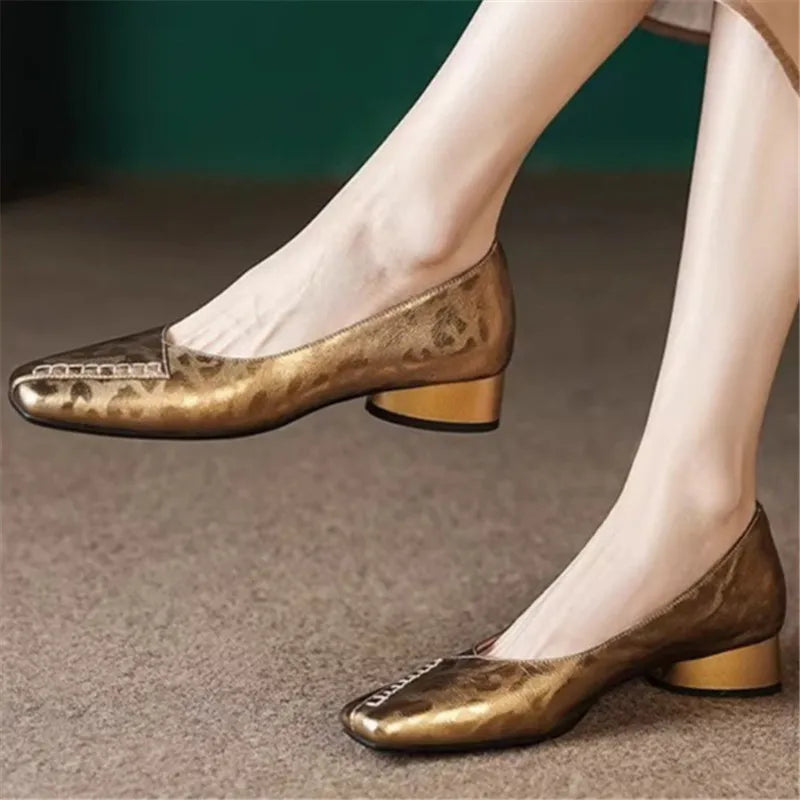 Fashionable and Comfortable Square-toe Shallow-mouth Single ShoesNew Block Heel Temperament Casual Women's Shoes