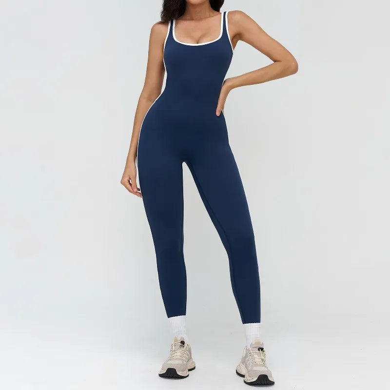 Women's Seamless Yoga Jumpsuit Sleeveless Pants One-piece Running Fitness Sports Jumpsuit Slim Fit Hip Lifting Tracksuit
