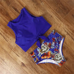 High Waist Bikini Sexy Swimwear Women Striped Leopard Front Tie Push Up Two Piece Swimsuit Beach Bathing Suit Vacation Outfits