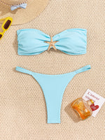 Sexy Bandeau Bikini Set 2026 Women Coffee Starfish Ornament Push Up Thong Swimsuit Brazilian Beach Bathing Suit Micro Swimwear
