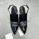 Women White Patent Leather Slingback Pumps Pointed Toe Thin Stiletto High Heels Buckle Strap Dress Shoes for Wedding Party Offic