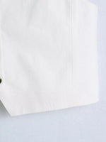 Foridol White Cotton Linen Long Pants Set Sleeveless Vest Pants Suit Office Lay Autumn Summer Wide Leg Casual Fashion Set Outfit
