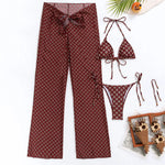Floral Print 3 Piece Micro Thong Bikini Set Swimwear with Trousers Sexy Swimsuit Woman 2026 Bikinis Mujer Beachwear Bathing Suit