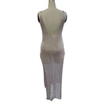 Sexy Sheer Net Mesh Knitted Glitter Tunic Beach Cover Up Cover-ups Long Beach Dress Beach Wear Beachwear Female Women Robe V651