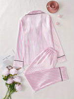 Stylish Striped Pajamas Set for Women Sleepwear Long Sleeve Button Top and Long Pants Set Homewear and Loungewear
