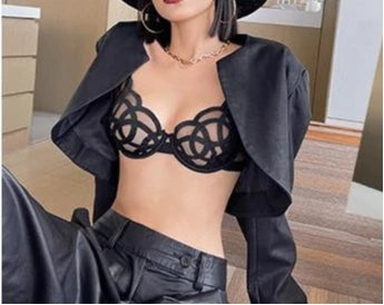 Transparent Brief Sets Lace Sexy Temptation Underwear Women Ultra Thin Push Up Brassiere Hollow Out Bralette Lingerie