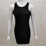 Black Ribbed Summer Dress Sexy Vest Sleeveless Vest Club Party Mini Dress WOMEN'S Solid Color Tight Fitting