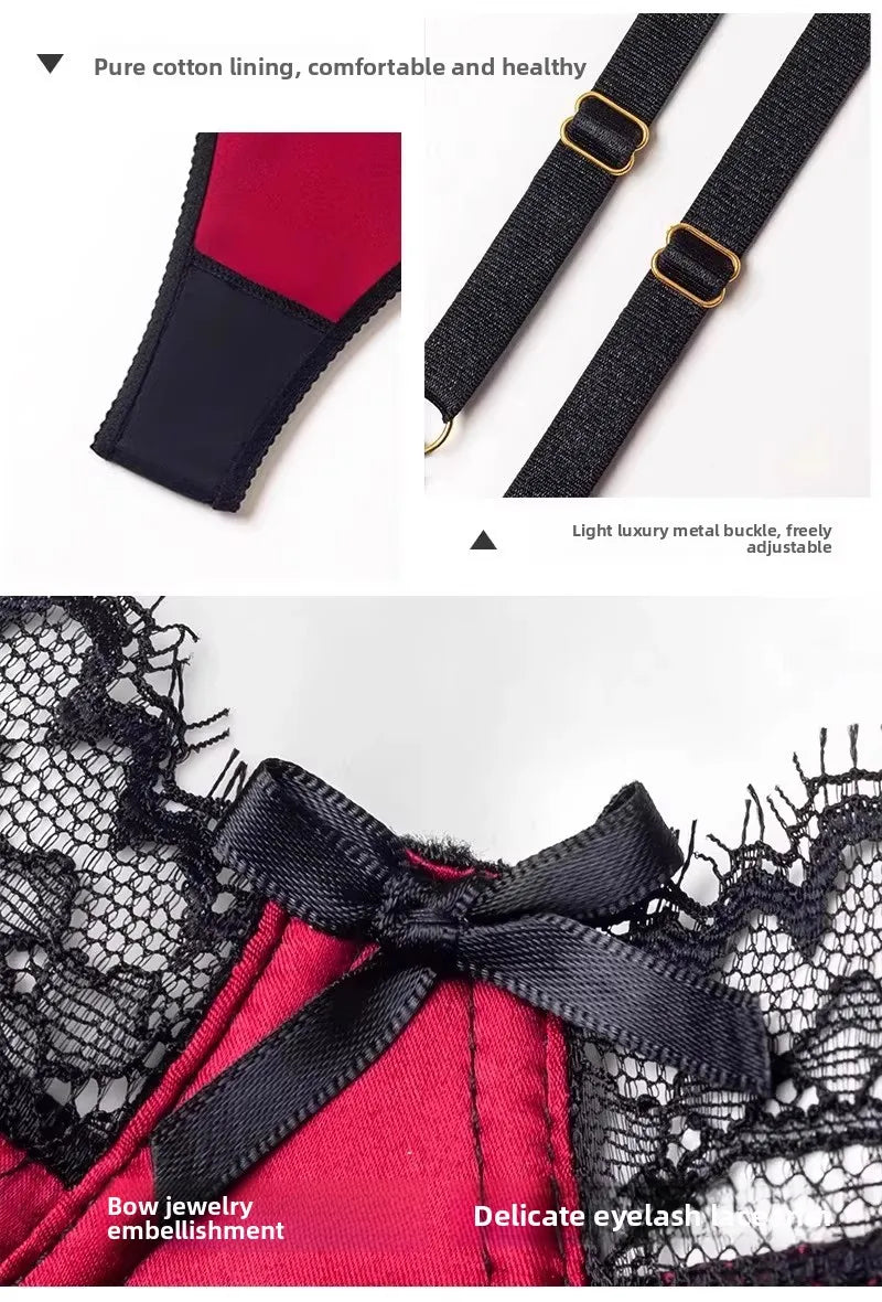 French Thin Cup Lingerie Set Sexy Lace Push Up Bra Fashion Women Silk Fabric Underwear High Quality Intimates Bras and Panties