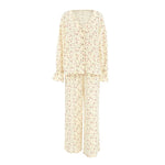 New 100% Cotton Printed Cardigan Pajama Set Women's New Autumn Long Sleeved Pants Pajamas Loose Home Clothing 2-piece Set 2026