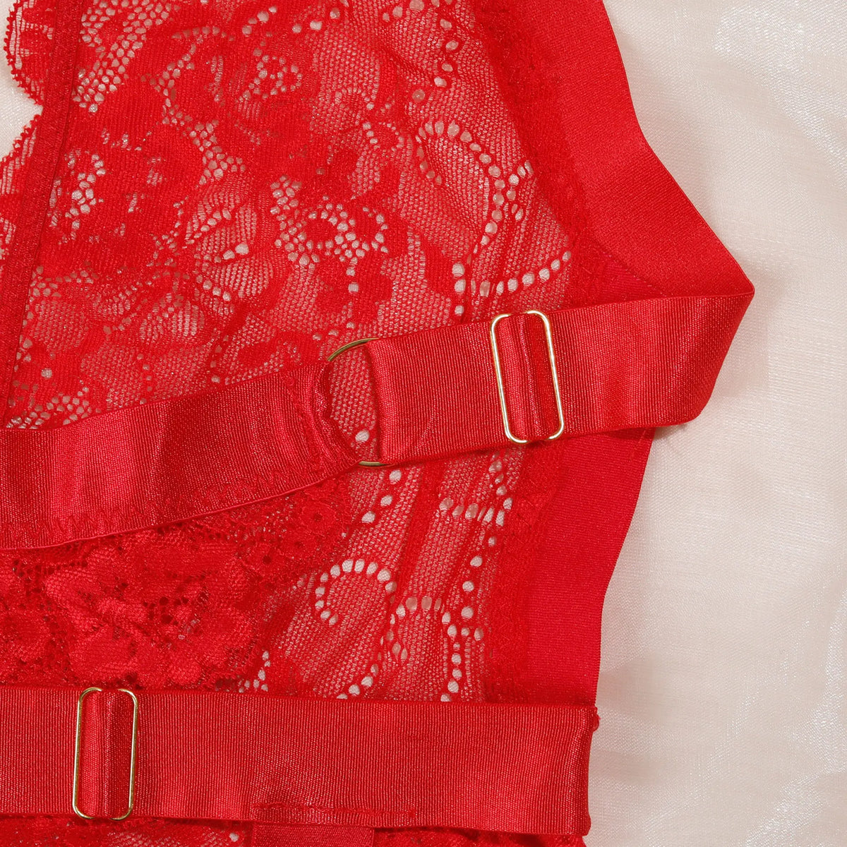 New Purple Sexy Lace Bodysuits Deep V Neck Halter Mesh Solid Color Bodysuits CharmingPure Desire Transparent Flower Print OOB5